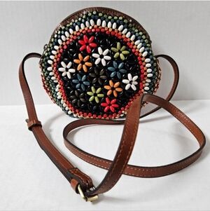 Patricia Nash Scafati Colorful Wooden Bead Canteen Crossbody Bag